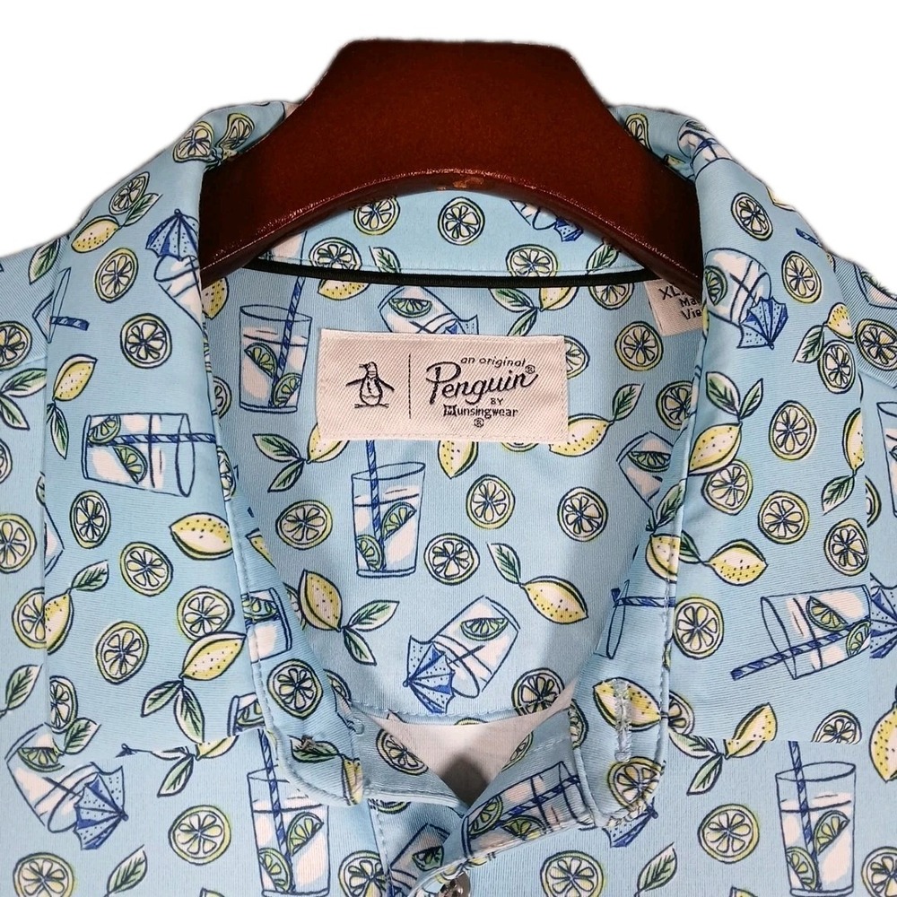 Penguin Polo Shirt Men's XL Performance Golf Lemonade Drinks Embroidered YGCC - Picture 2 of 12